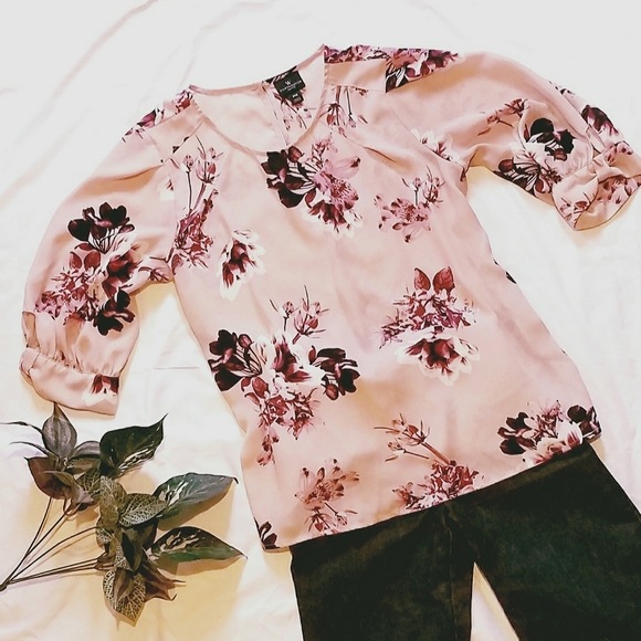 Worthington Tops - NWOT WORTHINGTON PETITE Blush sheer floral top
